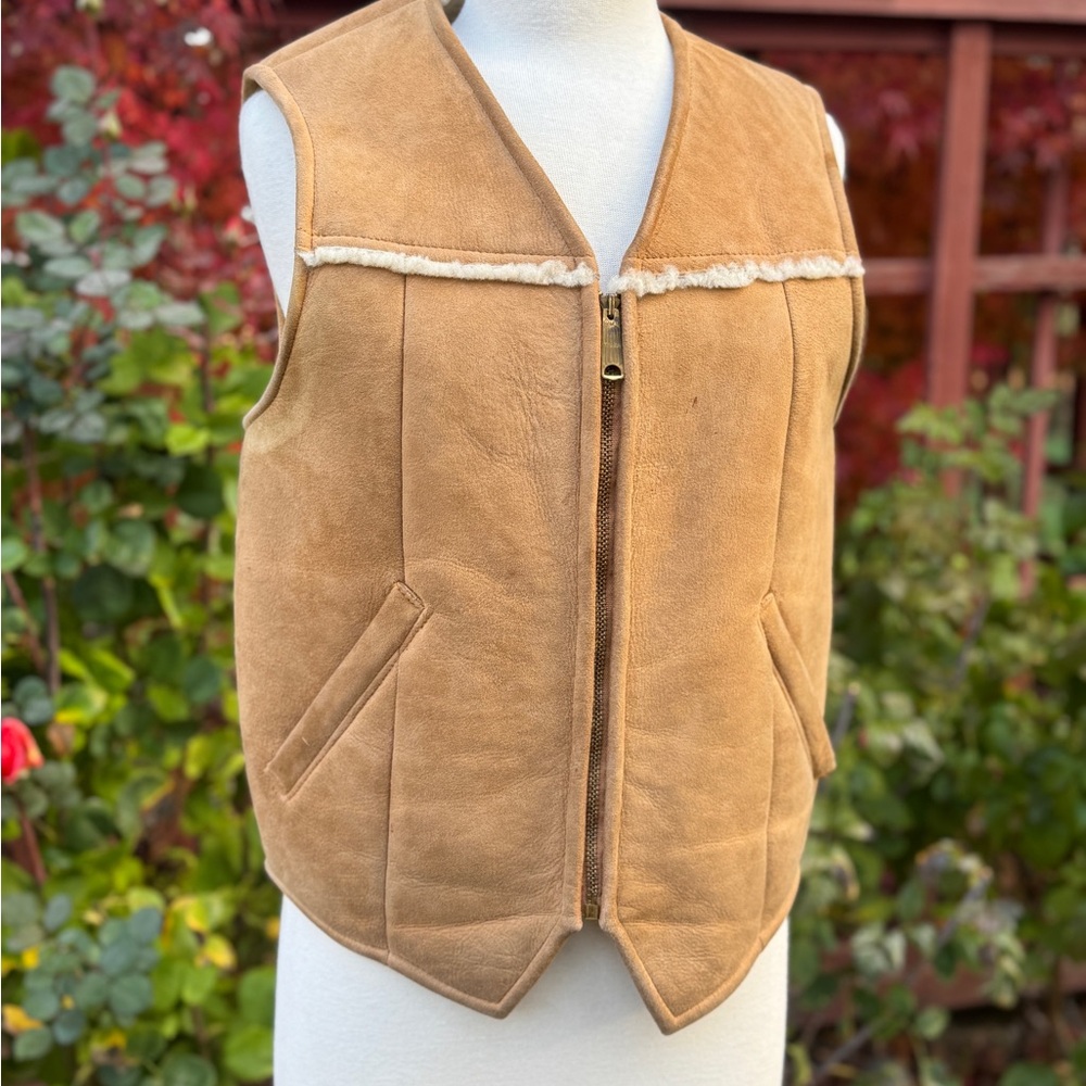 Vintage Tan Suede Vest lined w/Shearling